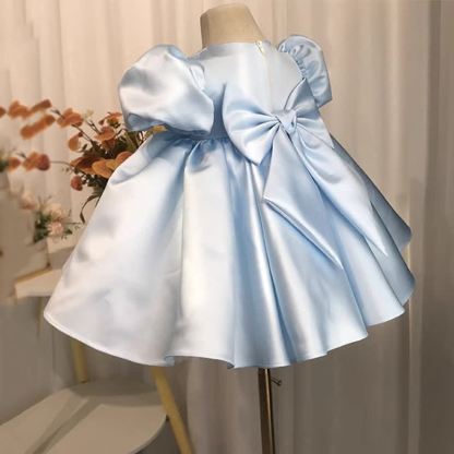 Satin Pearl Short Sleeve Mid-long Dresses - image 4