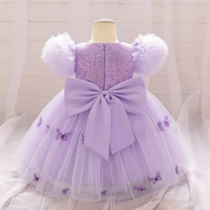 Mesh Butterfly Short Sleeve Midi Dresses - image 3