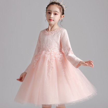 Lace Pearl Applique Long Sleeve Midi Dresses - image 7