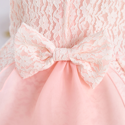 Lace Imitation Pearls Bow Sleeveless Mid-long Dresses - image 12