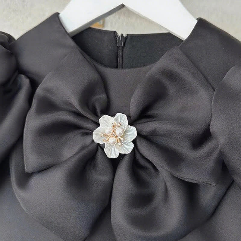 Organza Bow Short Sleeve Mid-long Dresses - image 10