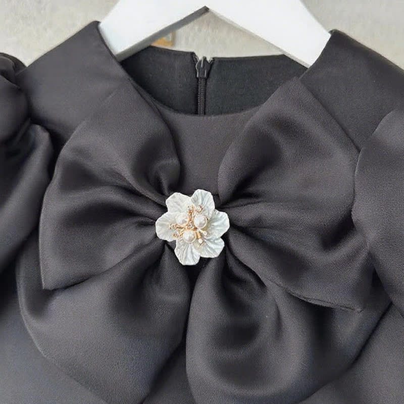 Organza Bow Short Sleeve Mid-long Dresses - image 10