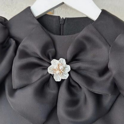 Organza Bow Short Sleeve Mid-long Dresses - image 10