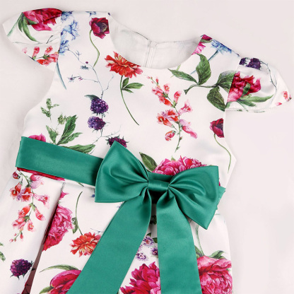 Satin Bow Short Sleeve Midi Dresses - image 10