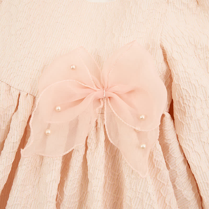 [Archive Sale] Jacquard Bow Long Sleeve Mid-long Dresses - image 8