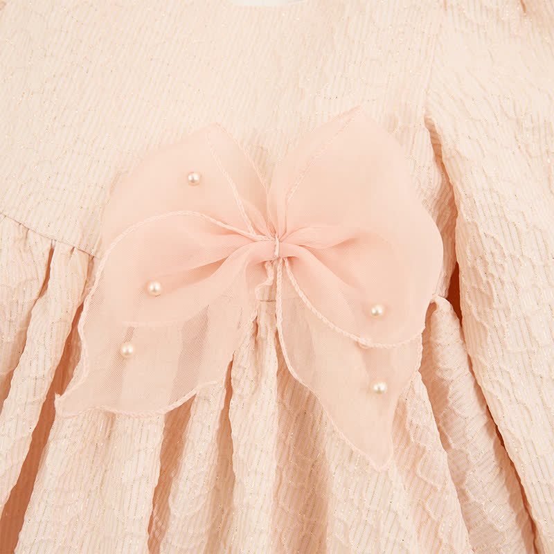 [Archive Sale] Jacquard Bow Long Sleeve Mid-long Dresses - image 8