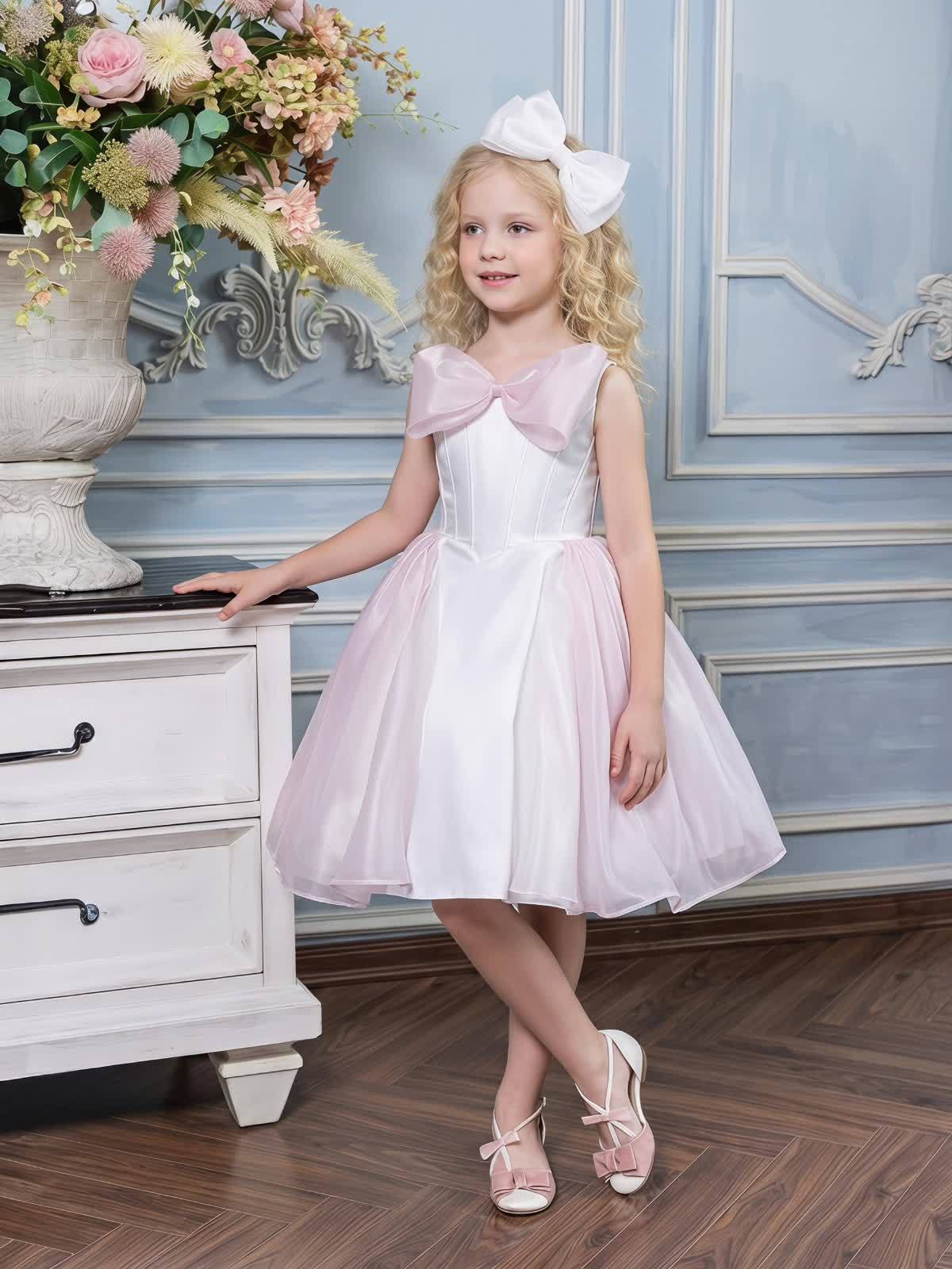 Chemical Fiber Blend Bow Sleeveless Short Dresses - image 5