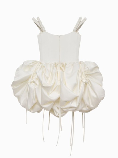 Satin Drawstring Sleeveless Short Dresses - image 5