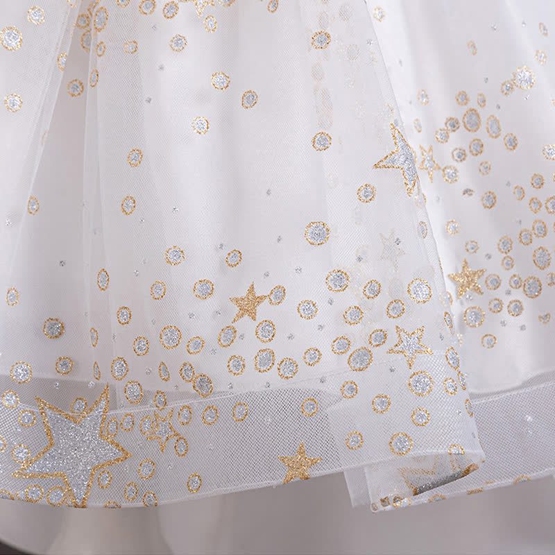 Mesh Irregular Craftsmanship Short Sleeve Long Dresses - image 9