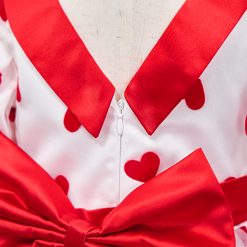 Mesh Heart/cordate Bow Short Sleeve Mid-long Dresses - image 15