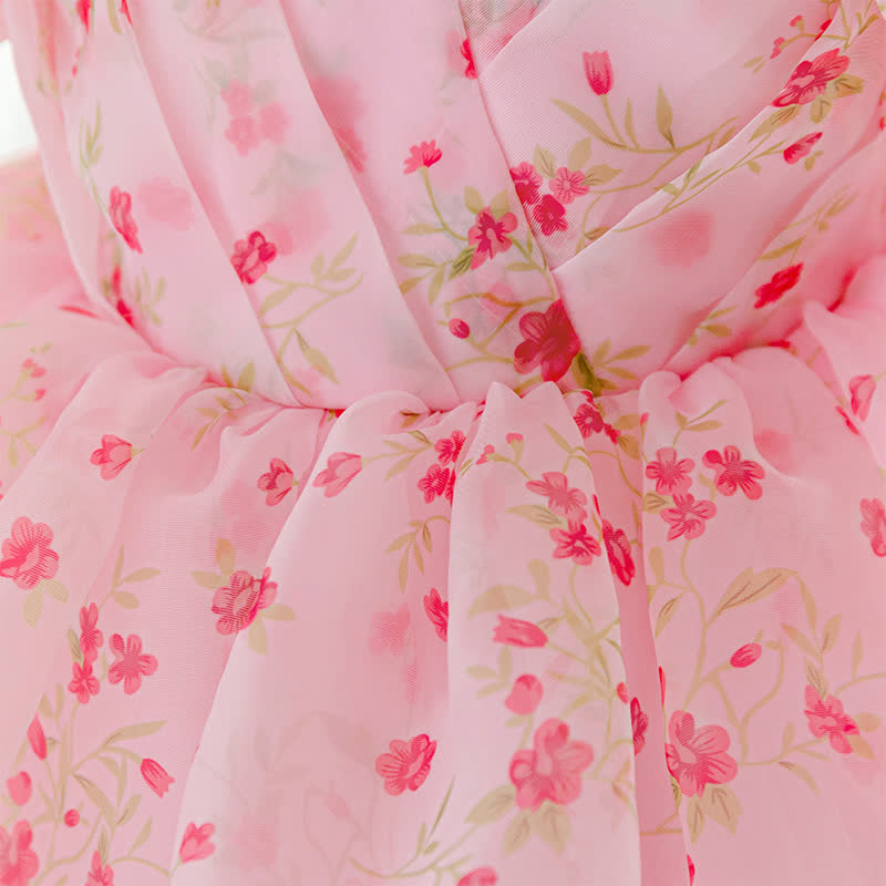 Organza Folds Bow Short Sleeve Mid-long Dresses - image 7