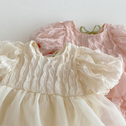 Chiffon Rosette Short Sleeve Regular Dresses - image 11