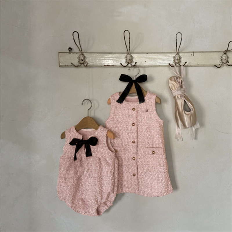 Tweed Buckle Bow Sleeveless Regular Dresses - image 13