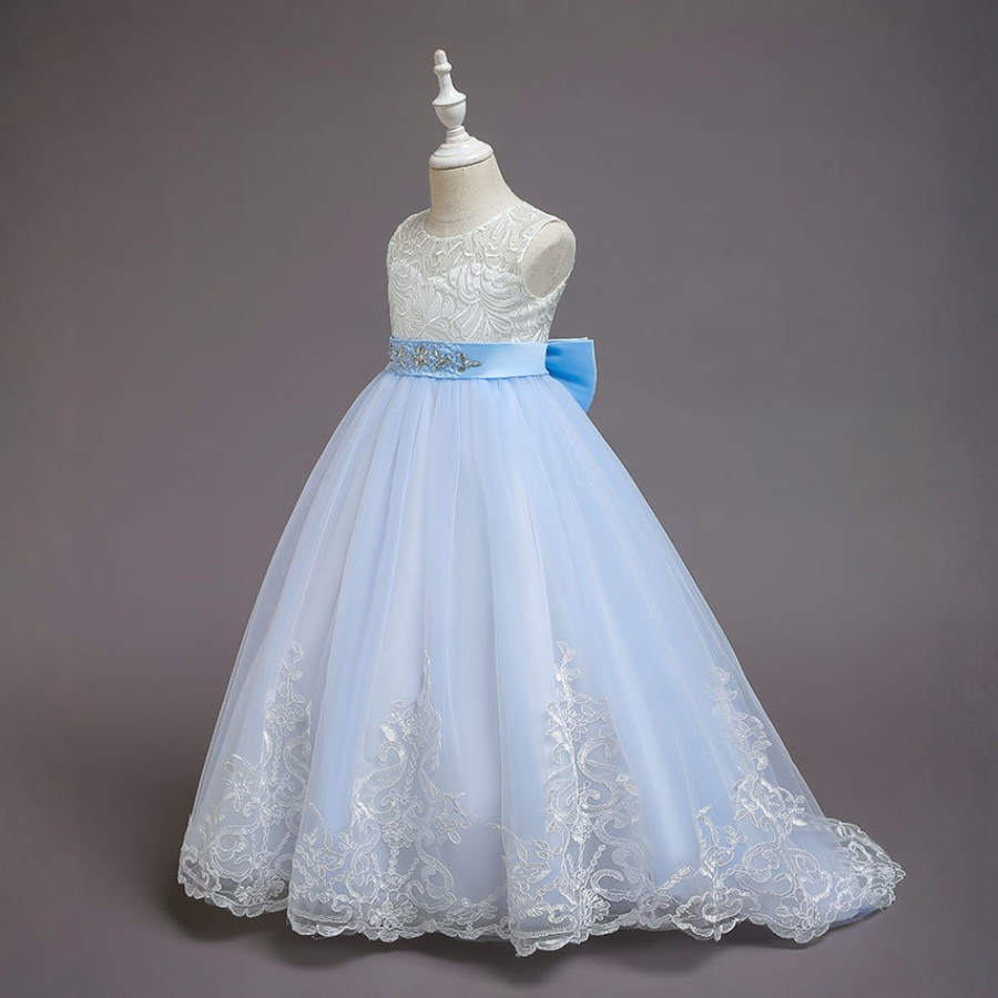 Mesh Bow Lace Sleeveless Maxi Dresses - image 8