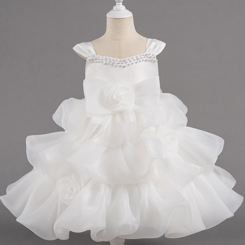 Organza Beaded Sleeveless Maxi Dresses - White - 10-11Y - image 11