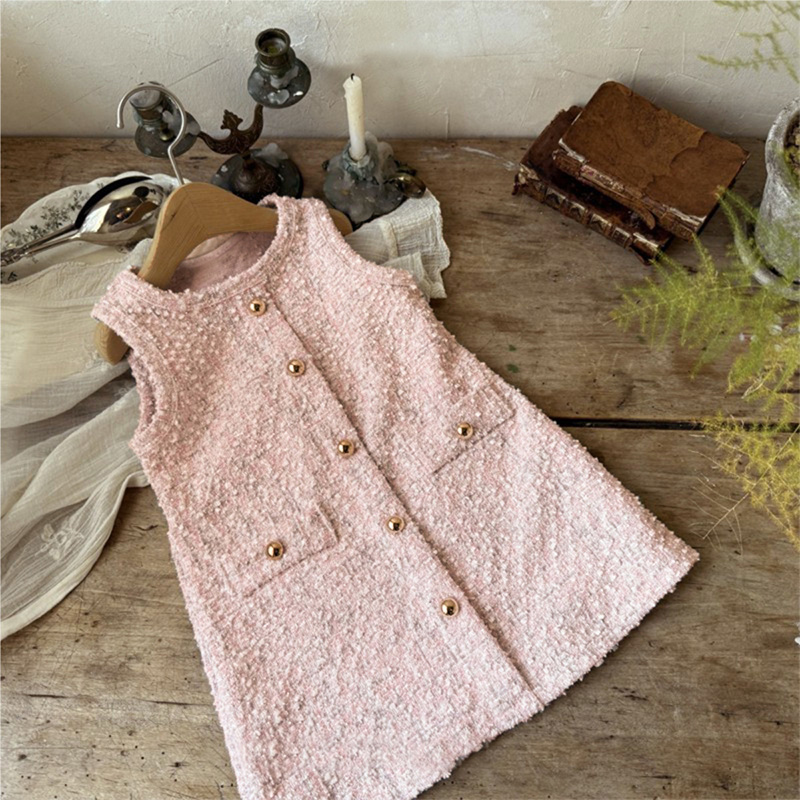 Tweed Buckle Bow Sleeveless Regular Dresses - image 7
