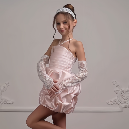 Satin Lace Fluffy Sleeveless Short Dresses - image 5