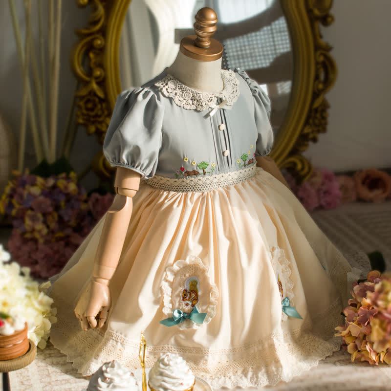 [Archive Sale] Chemical Fiber Blend Stitching Lace Short Sleeve Midi Dresses - image 3
