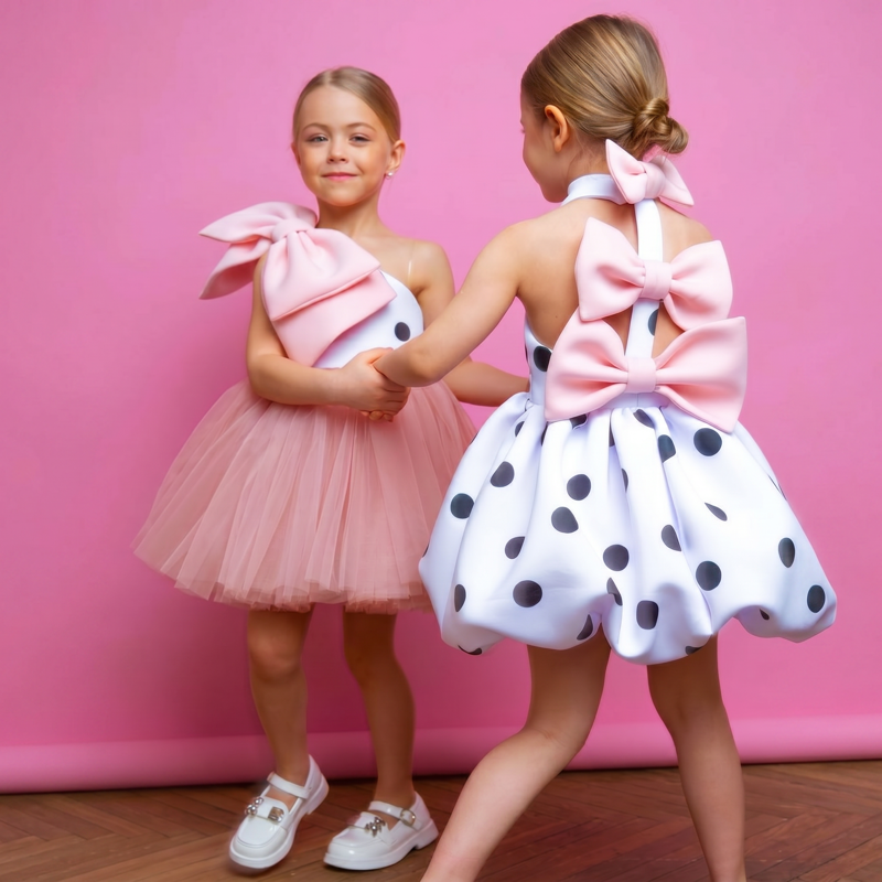 SCUBA KNIT Bow Sleeveless Short Dresses - image 4