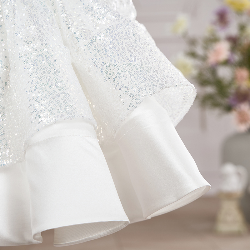 Satin Sequins Folds Long Sleeve Mid-long Dresses - image 9