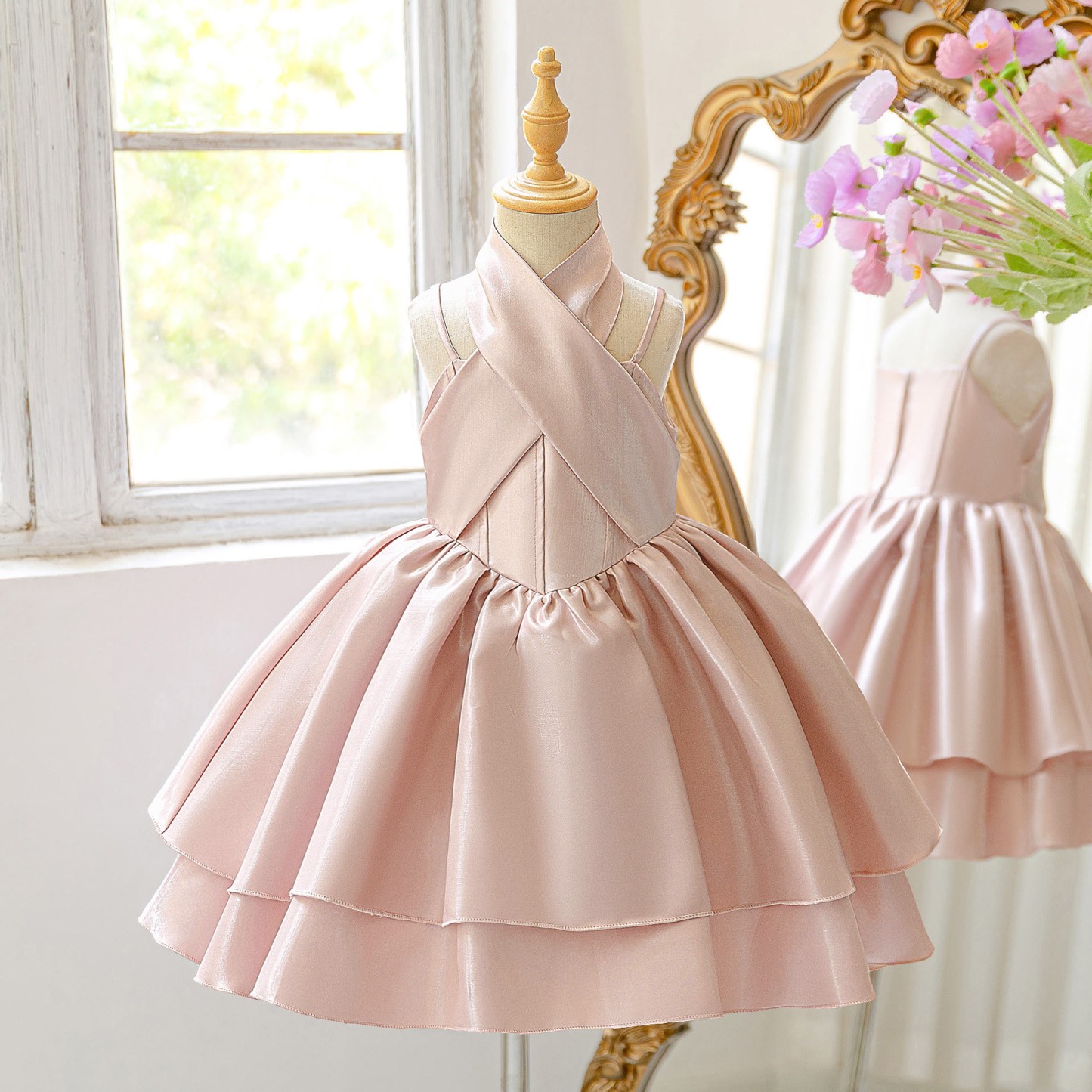 Satin Cross Sleeveless Midi Dresses - image 8