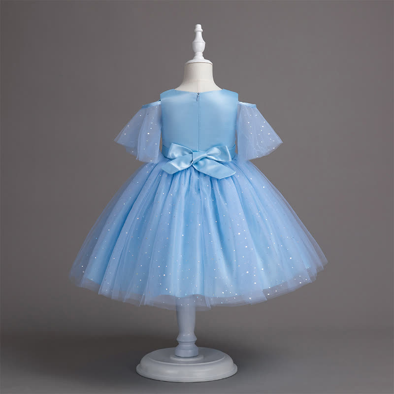 Mesh Lace Glitter Short Sleeve Mid-long Dresses - image 19