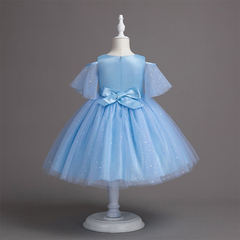 Mesh Lace Glitter Short Sleeve Mid-long Dresses - image 19