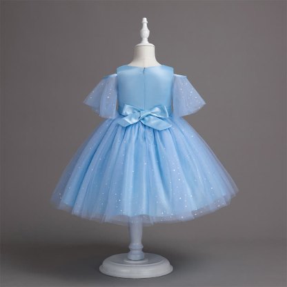 Mesh Lace Glitter Short Sleeve Mid-long Dresses - image 19