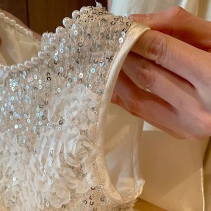 Glitter & Organza Pearl Sleeveless Midi Dresses - image 8