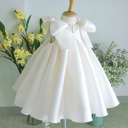 Satin Bow Sleeveless Mid-long Dresses - image 6