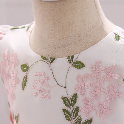 Mesh Bow Rosette Cap Sleeve Midi Dresses - image 5