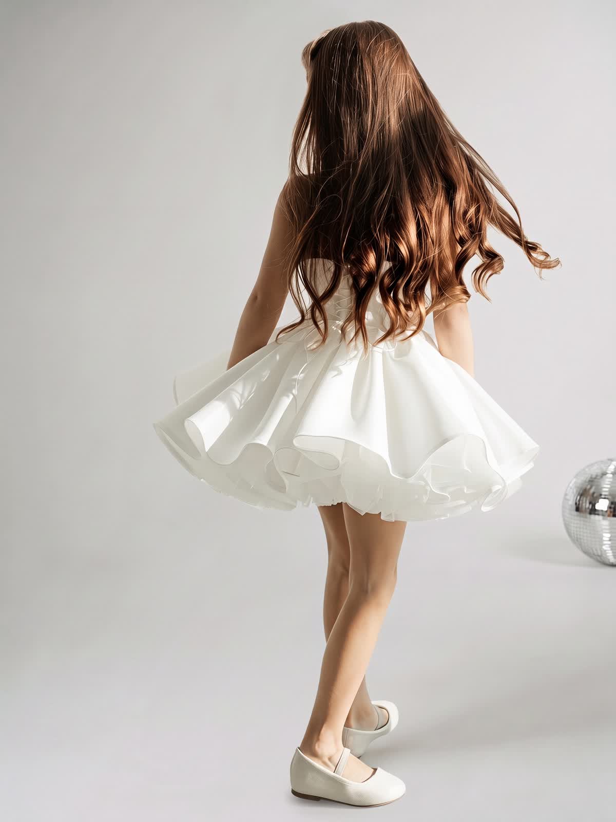 Satin Rosette Sleeveless Short Dresses - image 10