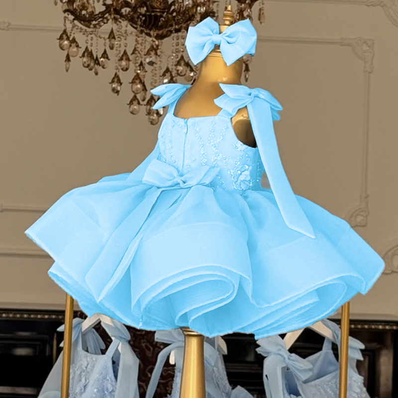 Organza Rosette Bow Sleeveless Regular Dresses - image 7