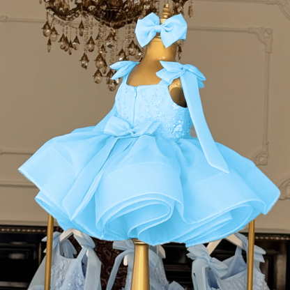 Organza Rosette Bow Sleeveless Regular Dresses - image 7