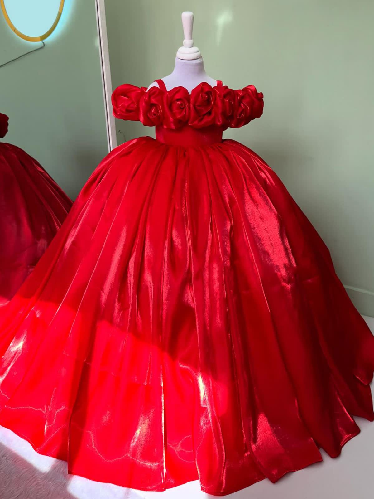 Organza Rosette Sleeveless Maxi Dresses - Red floor-length - 160cm - image 5