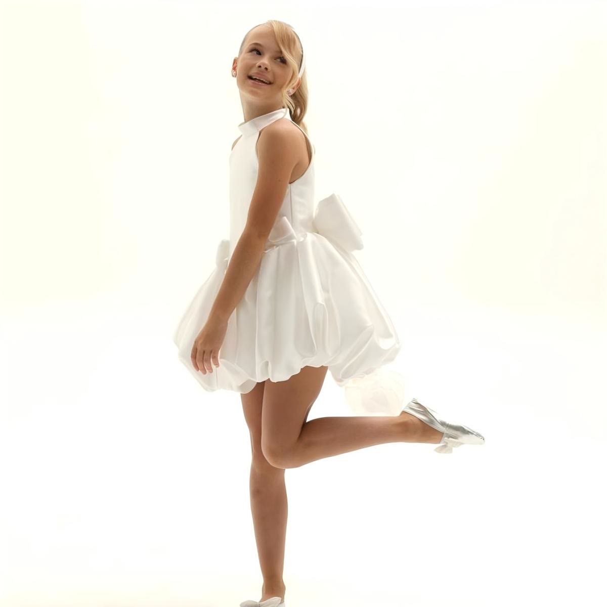 Satin Bow Sleeveless Short Dresses - image 4
