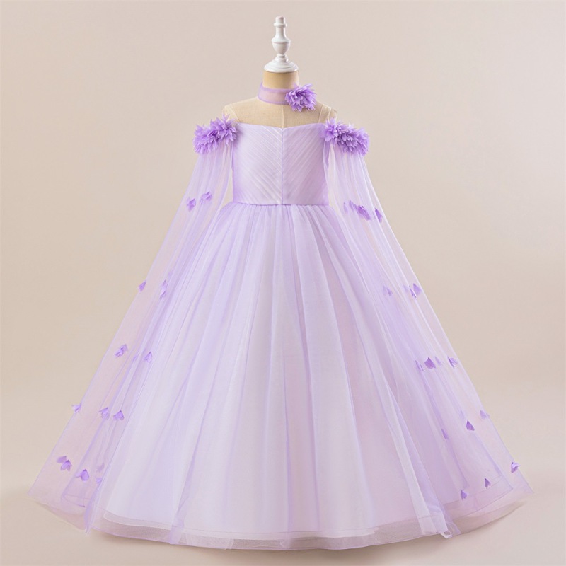 Mesh Rosette Sleeveless Midi Dresses - White&Purple - 11-12Y - image 40