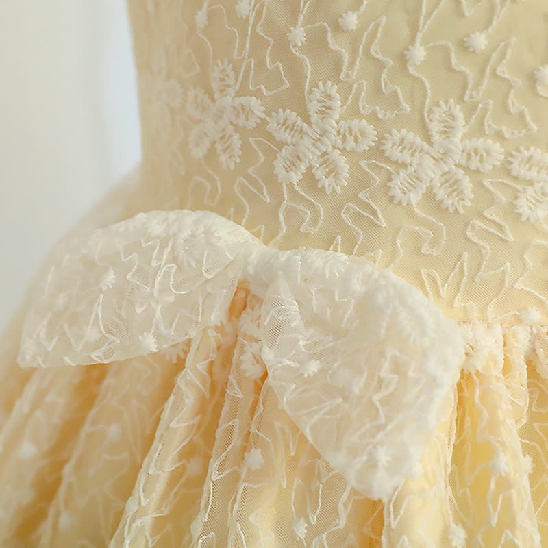 Lace Bow Cap Sleeve Midi Dresses - image 13