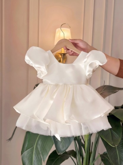 Satin Bow Short Sleeve Midi Dresses - image 8