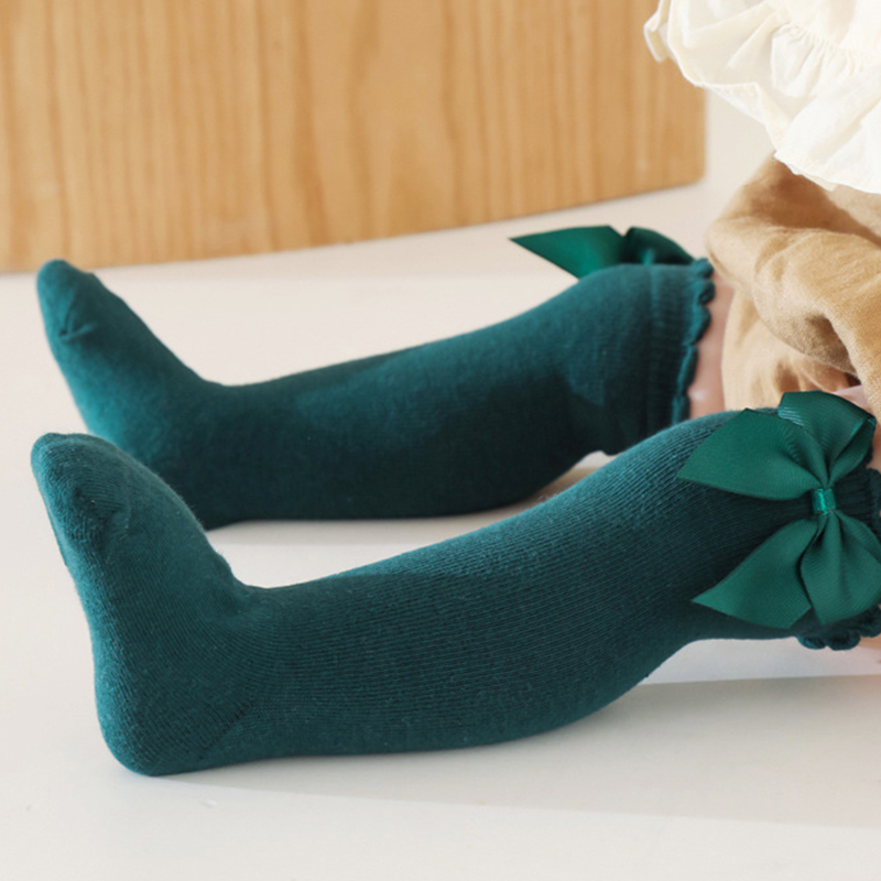 100% Cotton Solid With Bow Socks - image 24