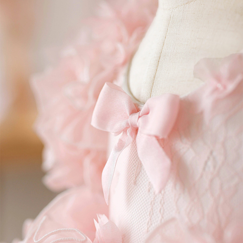 Lace Folds Bow Short Sleeve Short Dresses - image 6