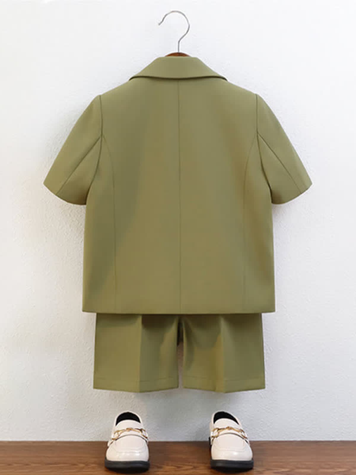 Chemical Fiber Blend Button Pocket Stitching Short Sleeve Shorts Two-piece Set - image 9
