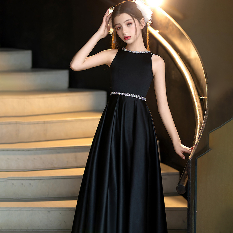 Satin Rhinestone Sleeveless Maxi Dresses - image 5