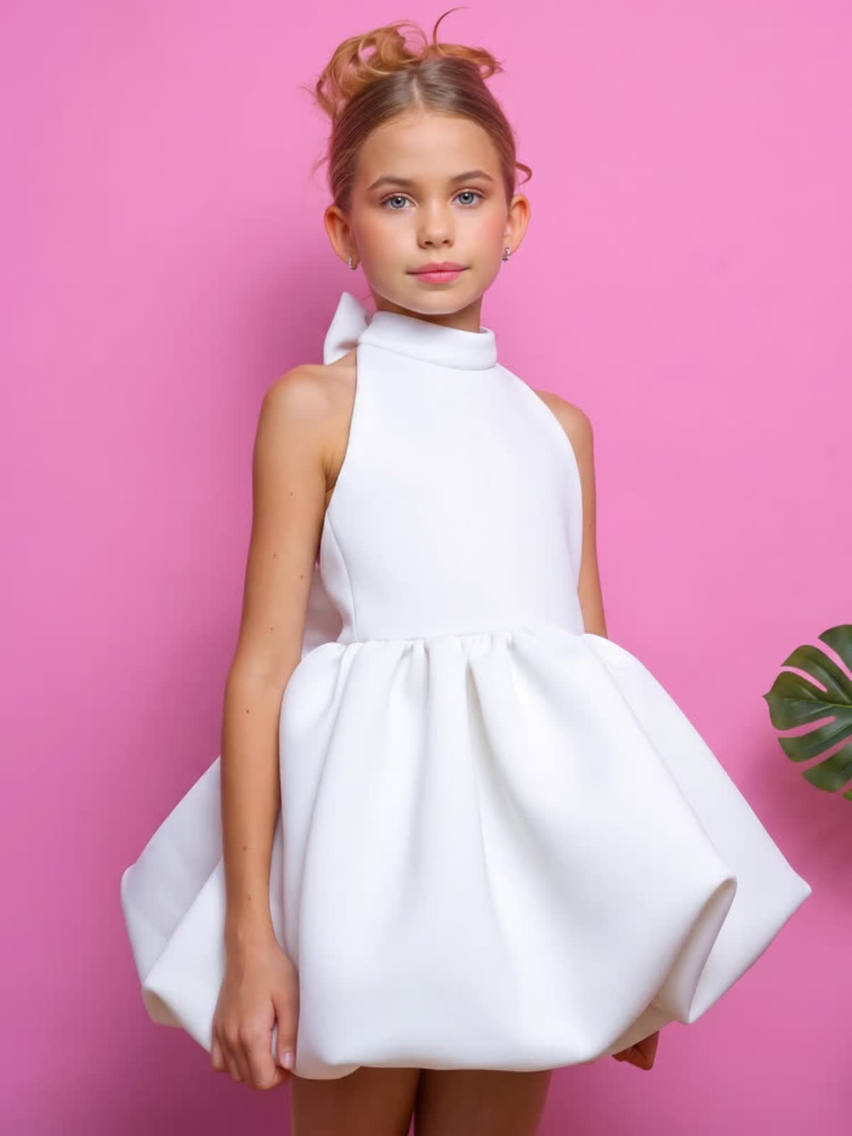 SCUBA KNIT Bow Short Sleeve Short Dresses - image 11