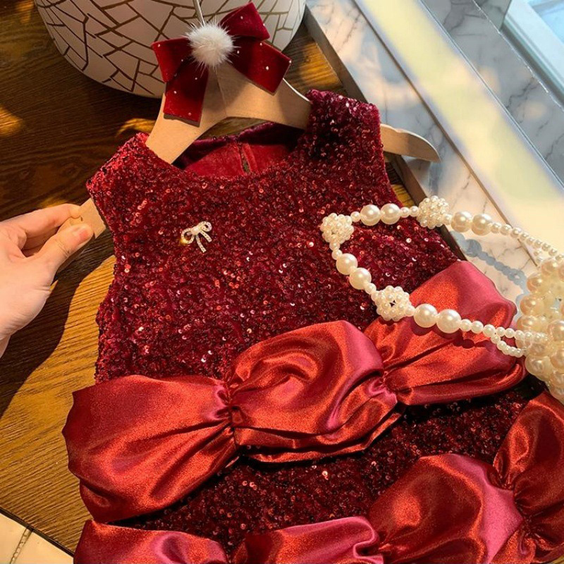 Sequins Fleece Sequins Sleeveless Regular Dresses - image 12