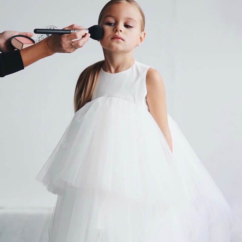 Mesh Folds Fluffy Sleeveless Mid-long Dresses - image 8