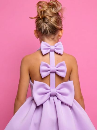 SCUBA KNIT Bow Short Sleeve Short Dresses - image 24