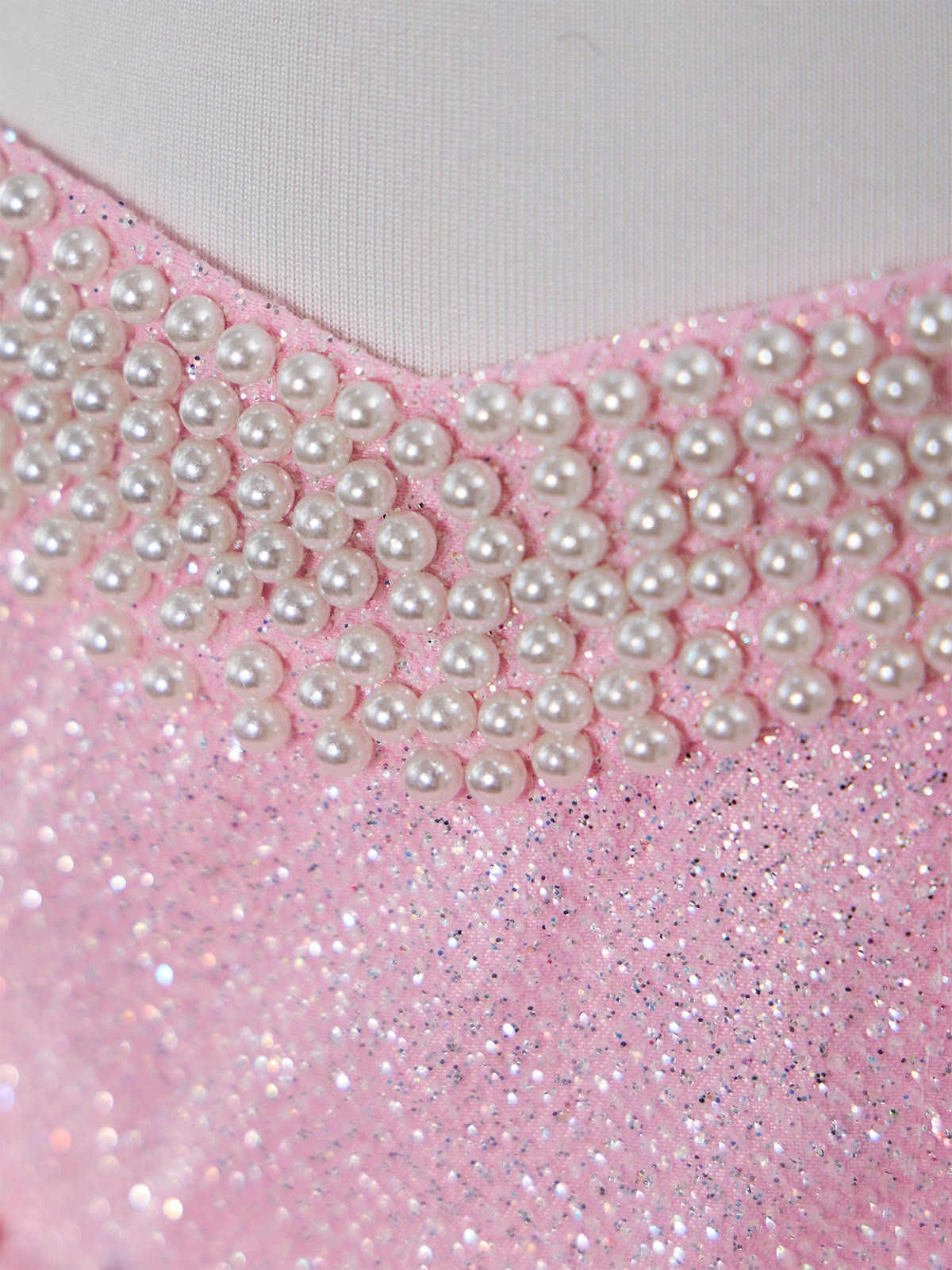 Sparkle Tulle Pearl Bow Sleeveless Short Dresses - image 11