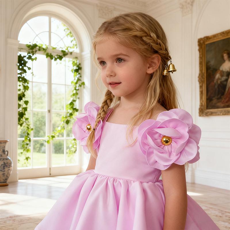 Satin Rosette Sleeveless Regular Dresses - image 7