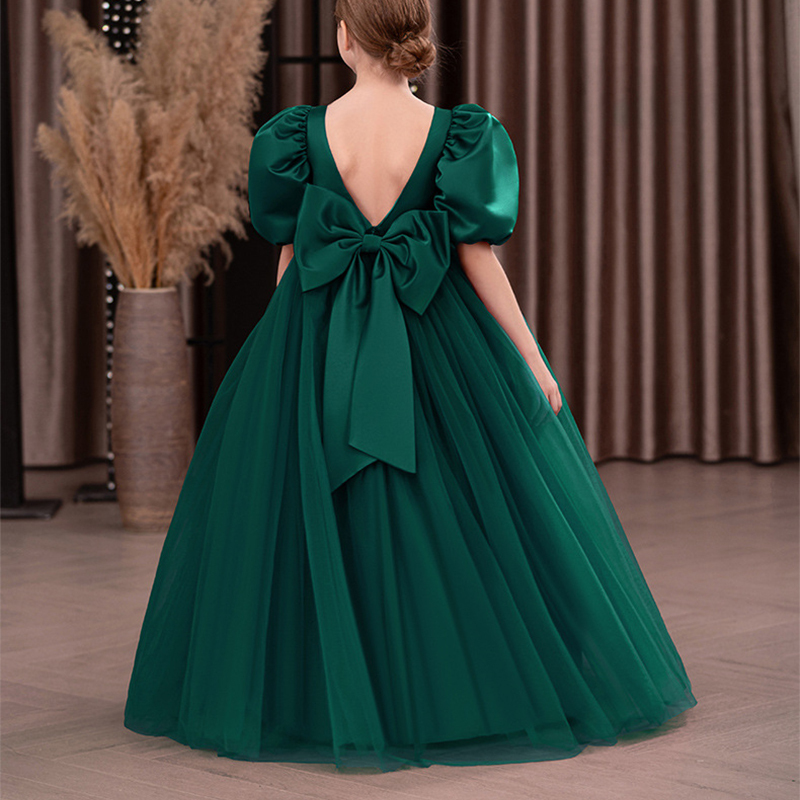 Satin Bow Folds Short Sleeves Maxi Dresses - image 13